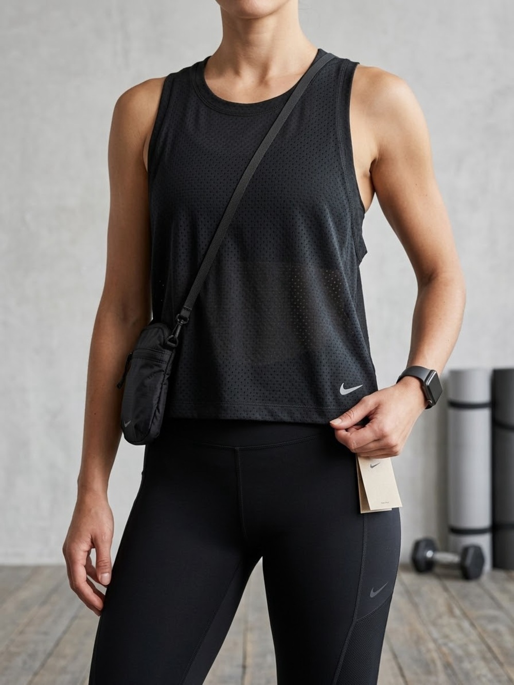 Nike Black Perforated Mesh Tank Top - Women's Athletic Crop NWT